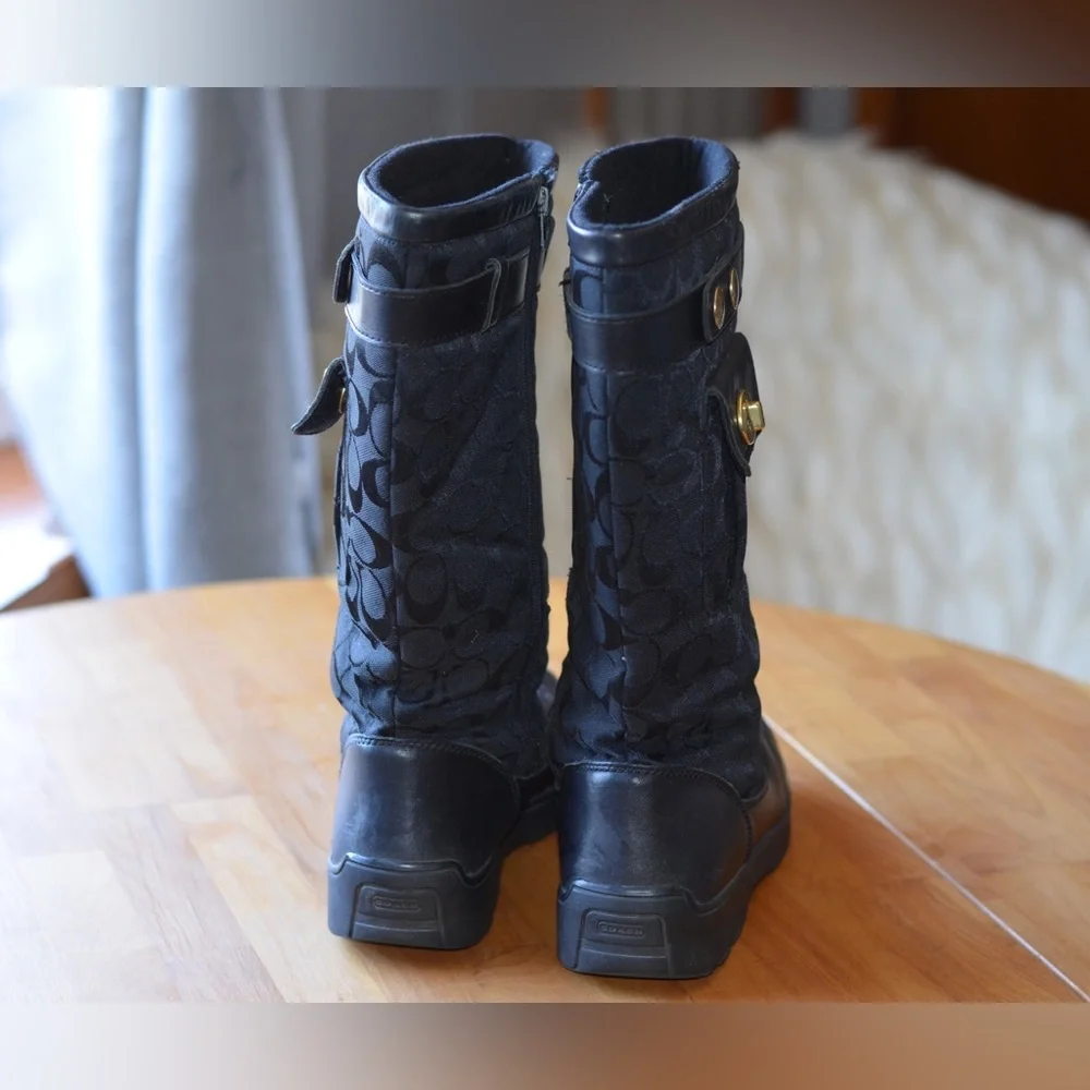 Coach Kayla Black Boot Women’s Size 8.5 Signature Print - Picture 12 of 16